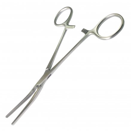 Затискач по DARDIK атравматичний загального призначення, кровоспинний, зігнутий під кутом 15 градусів. Довжина 17,0 см